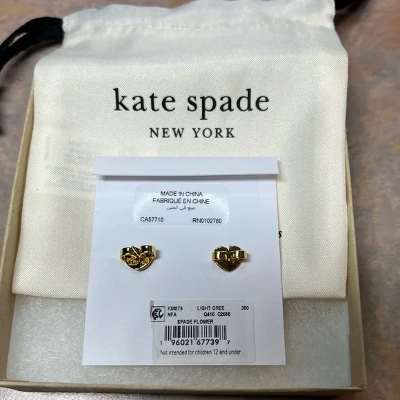 Kate Spade Green Flower Stud Earrings - Picture 3 of 4
